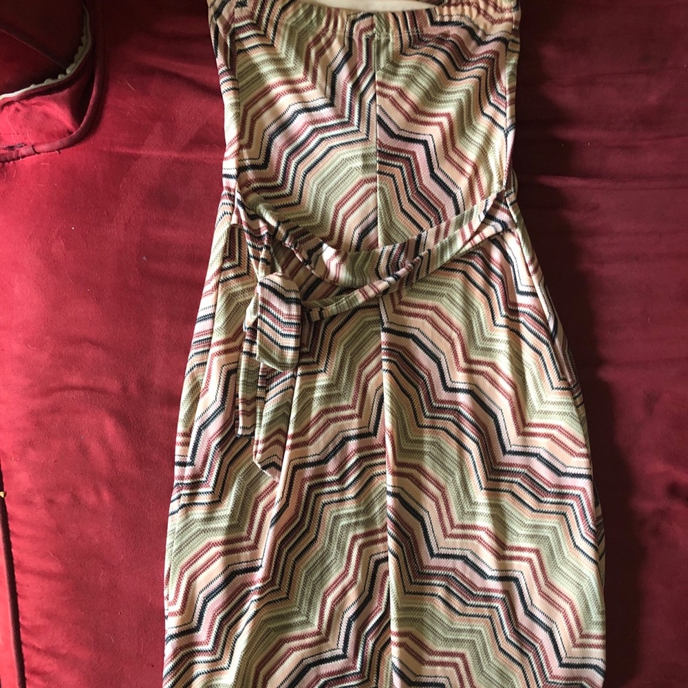 Strapless Zigzag Patterned Dress - image 3